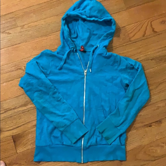 bright blue hoodie